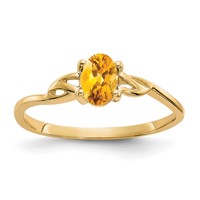 14K Yellow Gold 6x4 Oval Citrine Birthstone Ring view 1