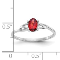 14K White Gold 6x 4 Oval Garnet Birthstone Ring view 2