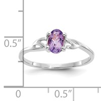14K White Gold 6x 4 Oval Amethyst Birthstone Ring view 2