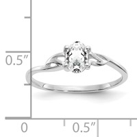 14K White Gold 6x4 Oval White Topaz Birthstone Ring view 2