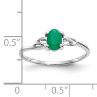 14K White Gold 6x4 Oval Emerald Birthstone Ring view 2
