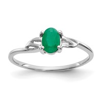 14K White Gold 6x4 Oval Emerald Birthstone Ring view 1