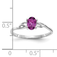 14K White Gold 6x 4 Oval Rhodolite Garnet Birthstone Ring view 2