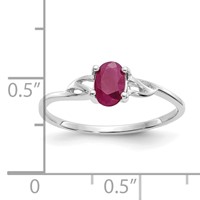 14K White Gold 6x 4 Oval Ruby Birthstone Ring view 2