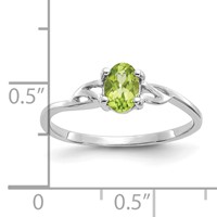 14K White Gold 6x 4 Oval Peridot Birthstone Ring view 2
