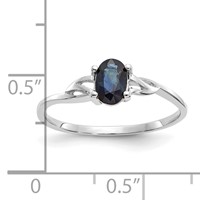 14K White Gold 6x 4 Oval Sapphire Birthstone Ring view 2