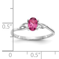 14K White Gold 6x 4 Oval Pink Tourmaline Birthstone Ring view 2
