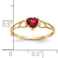 14K 5mm Yellow Gold Heart Garnet Birthstone Ring view 2