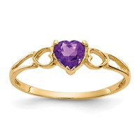 14K 5mm Heart Amethyst Birthstone Ring view 1