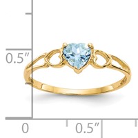 14K 5mm Yellow Gold Heart Aquamarine Birthstone Ring view 2