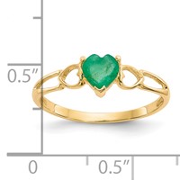 14K 5mm Yellow Gold Heart Emerald Birthstone Ring view 2
