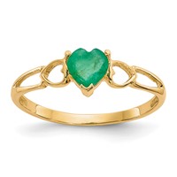 14K 5mm Yellow Gold Heart Emerald Birthstone Ring view 1