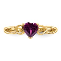 14K 5mm Heart Rhodolite Garnet Birthstone Ring view 5