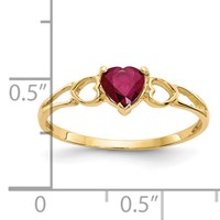 14K 5mm Yellow Gold Heart Ruby Birthstone Ring view 2