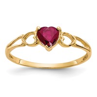 14K 5mm Yellow Gold Heart Ruby Birthstone Ring view 1