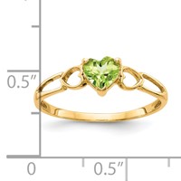 14K 5mm Yellow Gold Heart Peridot Birthstone Ring view 2