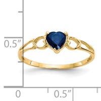 14K 5mm Heart Sapphire Birthstone Ring view 2