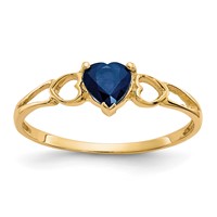 14K 5mm Heart Sapphire Birthstone Ring view 1