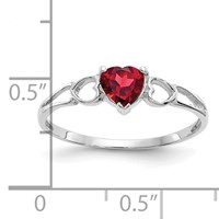14K White Gold 5mm Heart Garnet Birthstone Ring view 2