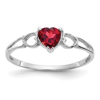 14K White Gold 5mm Heart Garnet Birthstone Ring view 1