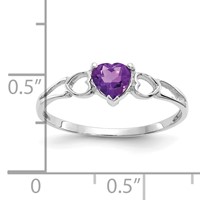 14K White Gold 5mm Heart Amethyst Birthstone Ring view 2