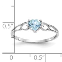 14K White Gold 5mm Heart Aquamarine Birthstone Ring view 2