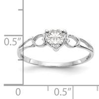 14K White Gold 5mm Heart White Topaz Birthstone Ring view 2
