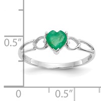 14K White Gold 5mm Heart Emerald Birthstone Ring view 2