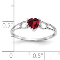 14K White Gold 5mm Heart Rhodolite Garnet Birthstone Ring view 2
