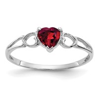 14K White Gold 5mm Heart Rhodolite Garnet Birthstone Ring view 1