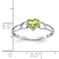 14K White Gold 5mm Heart Peridot Birthstone Ring view 2