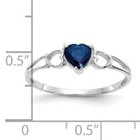 14K White Gold 5mm Heart Sapphire Birthstone Ring view 2