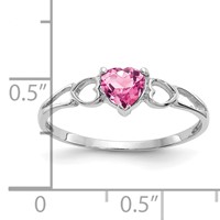 14K White Gold 5mm Heart Pink Tourmaline Birthstone Ring view 2