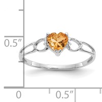 14K White Gold 5mm Heart Citrine Birthstone Ring view 2