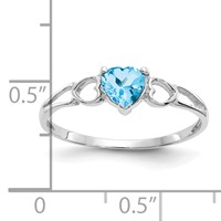 14K White Gold 5mm Heart Blue Topaz Birthstone Ring view 2