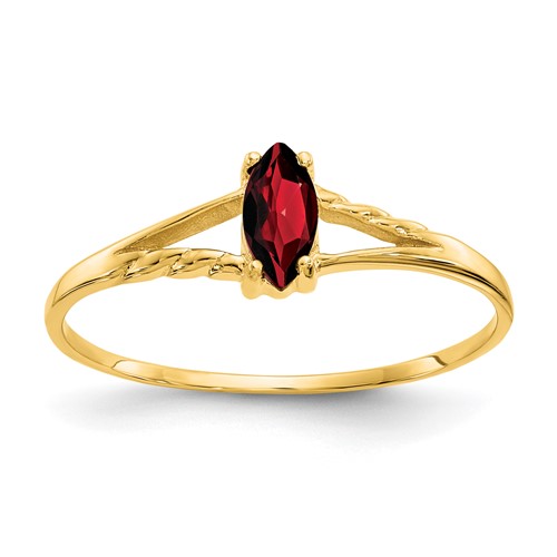 14K Yellow Gold 6x 3 Marquise Garnet Birthstone Ring