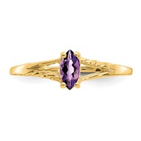 14K Yellow Gold 6x 3 Marquise Amethyst Birthstone Ring view 5