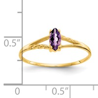 14K Yellow Gold 6x 3 Marquise Amethyst Birthstone Ring view 3