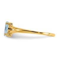 14K Yellow Gold 6x3 Marquise Aquamarine Birthstone Ring view 4
