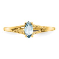 14K Yellow Gold 6x3 Marquise Aquamarine Birthstone Ring view 5