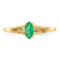 14K Yellow Gold 6x 3 Marquise Emerald Birthstone Ring view 5