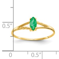 14K Yellow Gold 6x 3 Marquise Emerald Birthstone Ring view 3
