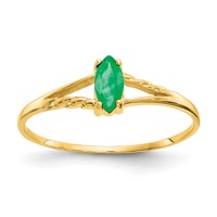 14K Yellow Gold 6x 3 Marquise Emerald Birthstone Ring view 1