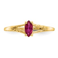 14K Yellow Gold 6x3 Marquise Ruby Birthstone Ring view 5