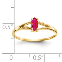 14K Yellow Gold 6x3 Marquise Ruby Birthstone Ring view 3