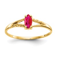 14K Yellow Gold 6x3 Marquise Ruby Birthstone Ring view 1