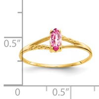 14K Yellow Gold 6x 3 Marquise Pink Tourmaline Birthstone Ring view 3