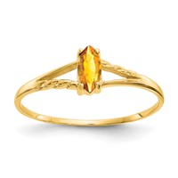 14K Yellow Gold 6x3 Marquise Citrine Birthstone Ring view 1