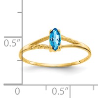 14K Yellow Gold 6x 3 Marquise Blue Topaz Birthstone Ring view 3