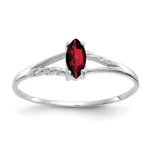 14K White Gold 6x 3 Marquise Garnet Birthstone Ring